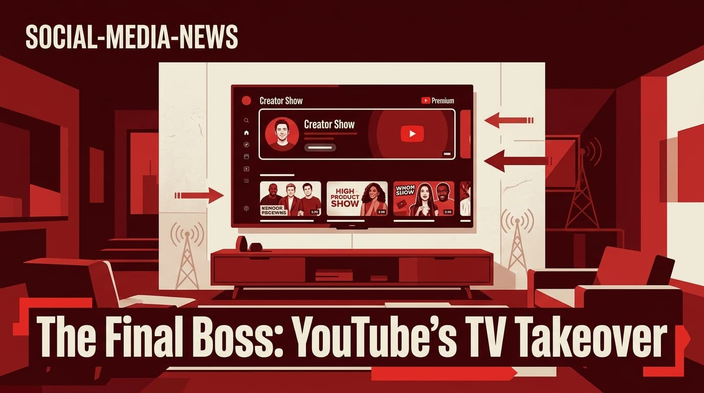 A premium TV screen in a living room displaying a YouTube Creator Show interface.